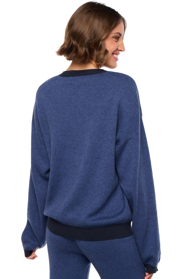 Katoen & Kasjmier dames kasjmier pullover met ronde hals stormie blue navy l